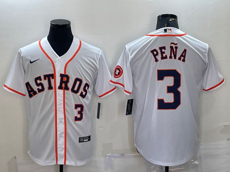 Men Houston Astros #3 Pena White Game Nike 2022 MLB Jersey